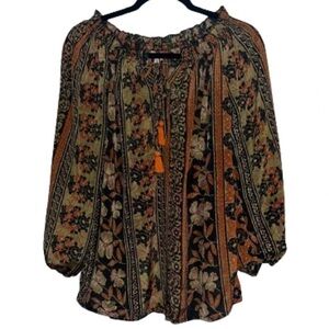 Paani rust and army green peasant top NWT size S